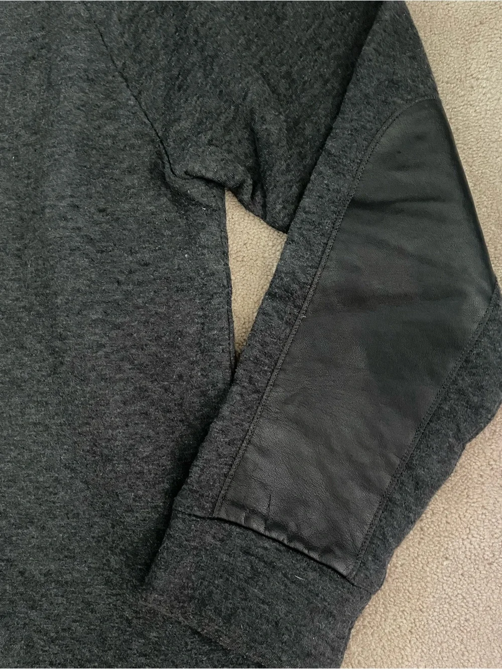 Club Monaco Dark Gray Men's Sweatshirt with Leather Elbow Patches